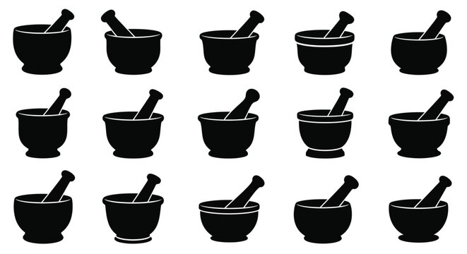 mortar and pestle silhouette grid pattern high quality professional detailed modern
