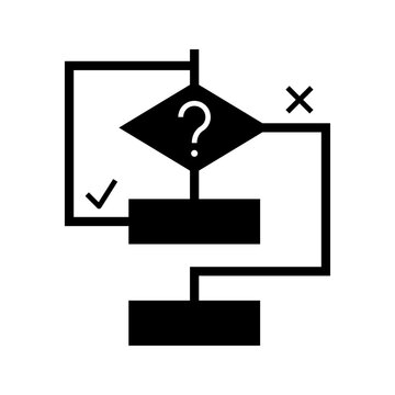 Algorithm flowchart icon. Technology and algorithms filled symbol. Black and white.