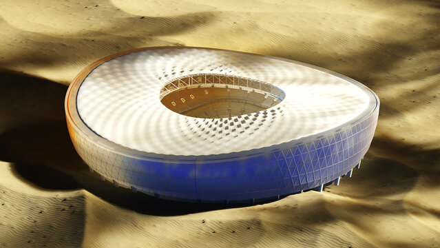 Concept design for a soccer stadium in the middle of the desert