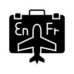 Fototapeta premium Language exchange icon. Education and study abroad filled symbol. Black and white.