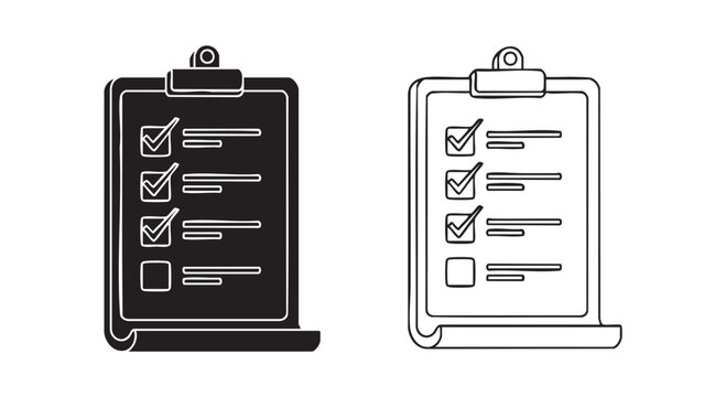 Checklist document clipboard icon set
