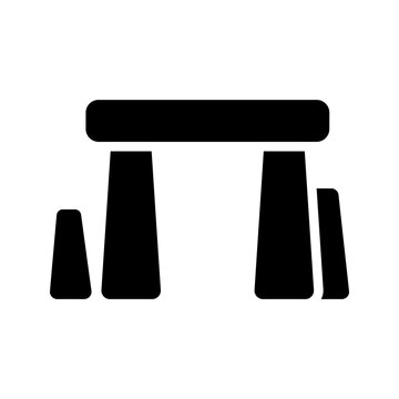 Stonehenge monument icon. Travel and historic site filled symbol. Black and white.