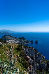 Fototapeta premium view of capri and anacapri from the top of monte solaro