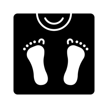 Body weight scale icon. Healthcare and weight management filled symbol. Black and white.