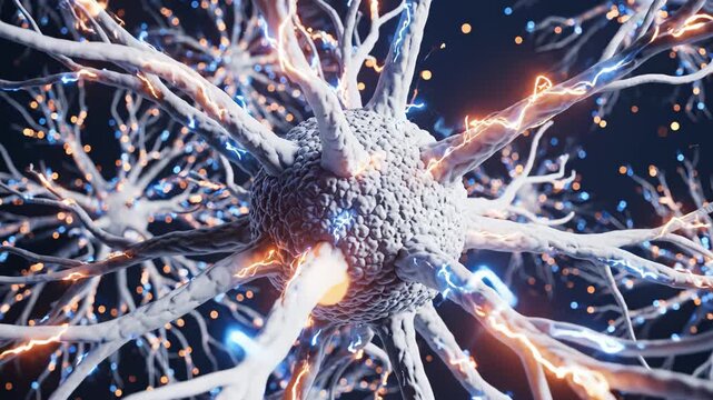 Neuron cell structure with dendrites symbolizing digital transformation and future innovation