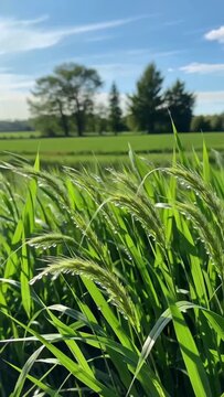 Natural scenery of wheat seedlings in the fields