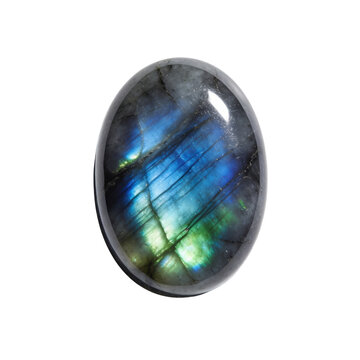 Labradorite Oval Cabochon with Blue Flash Isolated on Transparent Background for Spiritual Healing Design