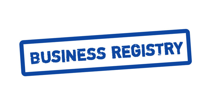 Business Registry Stamp Blue Grunge Style &ndash; Company Registration Label, Corporate Legal Document Seal, Official Business Status Badge