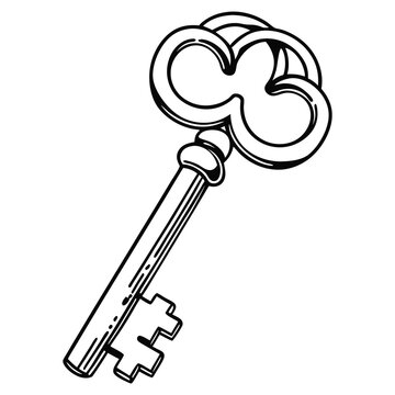 Black and white style key isolated on white symbol