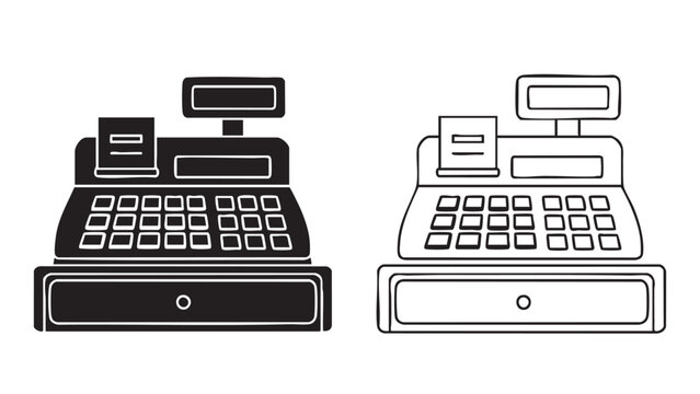 Traditional cash register icon in two styles