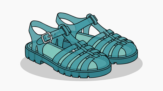 Stylish teal sandals sit side by side, showcasing their intricate design and casual flair.