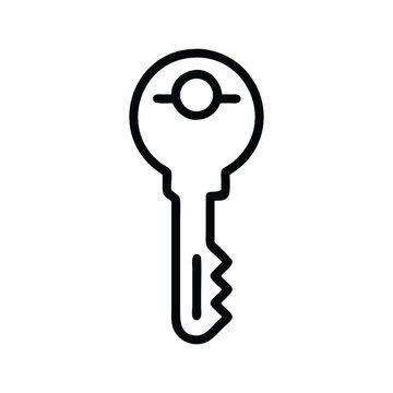 Black and white minimalist key minimalist flat key shape