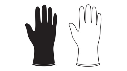 Obraz premium Rubber glove hand protection line art vector