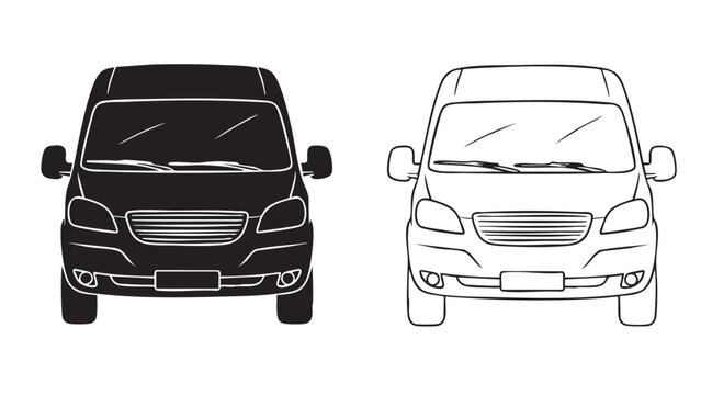 Front view cargo van vehicle vector