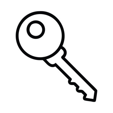 Black key with circular bow key symbol minimalist key flat key