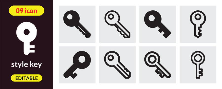 Monochrome style key isolated on white background
