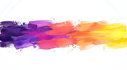 Fototapeta premium Vibrant abstract watercolor brush strokes in a spectrum of purple, pink, orange, and yellow, perfect for artistic backgrounds and creative design