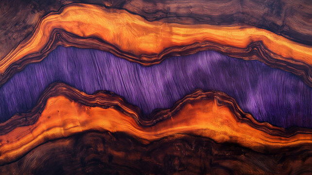 Brazilian rosewood texture extreme macro exotic tropical hardwood with purple and orange wood grain premium design background