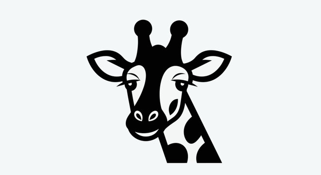 Black and white giraffe head vector illustration