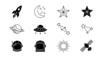 Cosmic icons space exploration graphics © Geovani