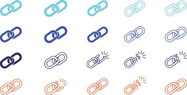 Colorful chain link icons in various styles and colors.