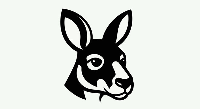 Black and white kangaroo head silhouette