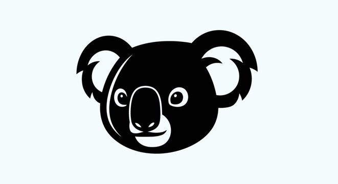 Black and white koala bear head illustration
