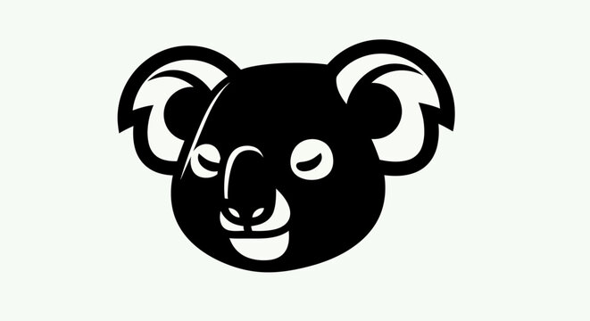 Black and white koala head icon