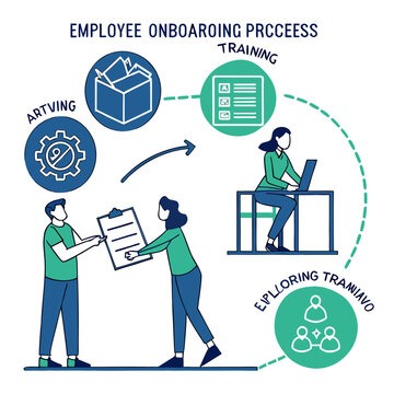 Employee onboarding process with training and orientation workflow