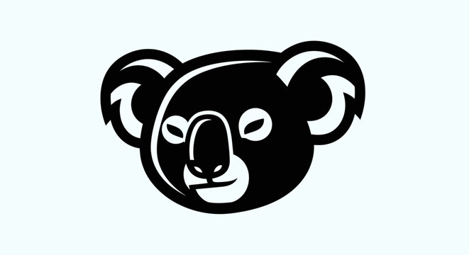 Black and white koala head illustration
