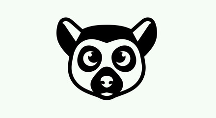 Black and white lemur head illustration © Andre