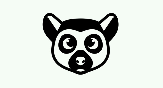 Black and white lemur head illustration