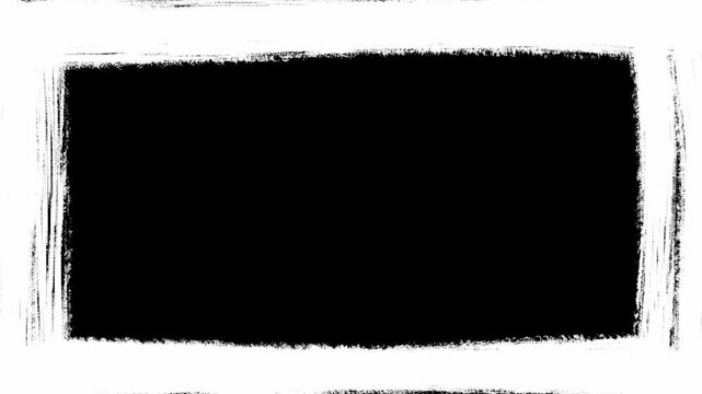 White grunge brush frame border isolated on transparent background
