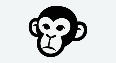 Black and white monkey face icon © Andre
