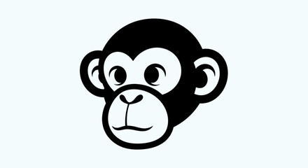 Fototapeta premium Black and white monkey face illustration