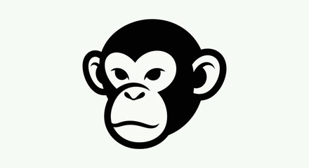 Black and white monkey head illustration © Andre