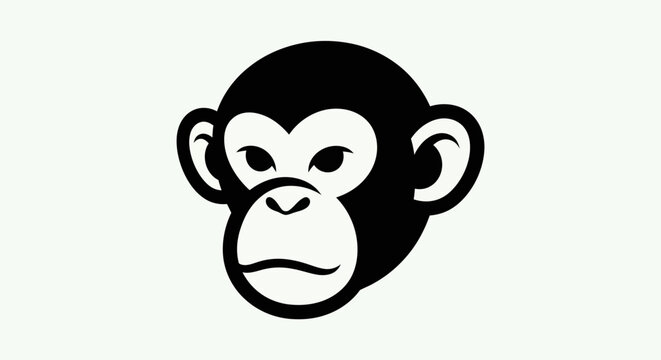 Black and white monkey head illustration