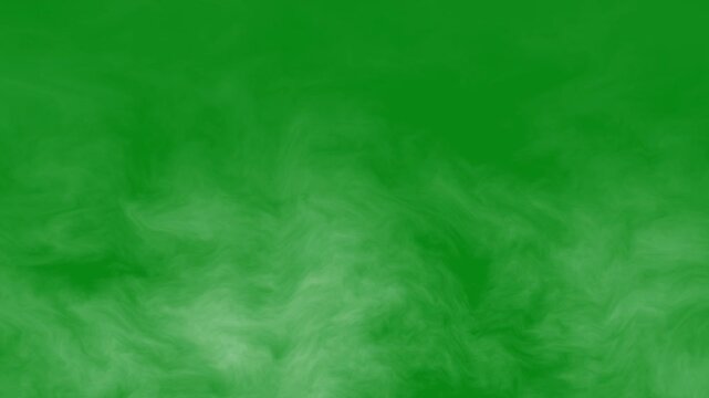 Thick white smoke moving on green screen background, Floating fog overlay in seamless looping, 4K smoke video