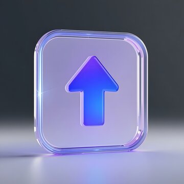3D Glass Dark Upload Arrow Button Share Cloud Transfer