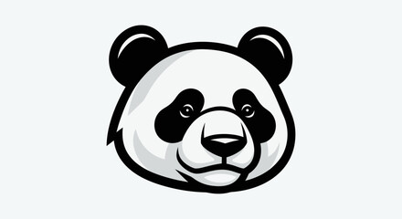 Black and white panda bear head illustration © Andre