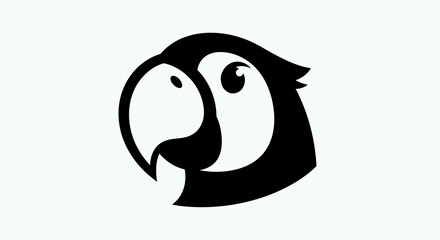 Black and white parrot head icon © Andre