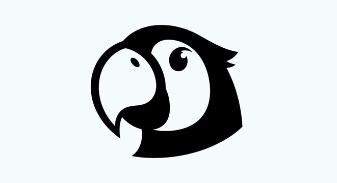Black and white parrot head icon