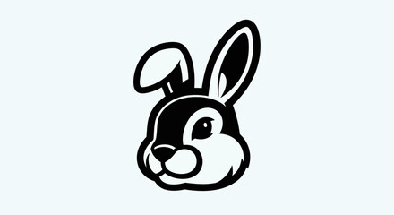 Obraz premium Black and white rabbit head illustration