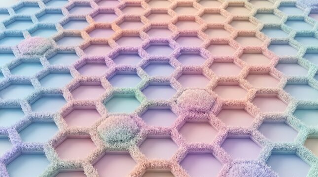 Flat hexagon pattern Pastel colors grass blades style