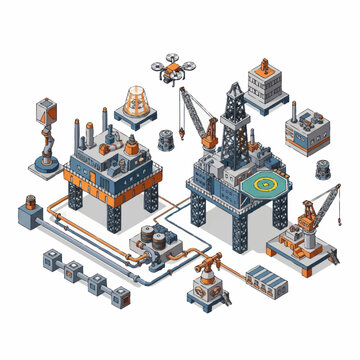 Industrial oil rig construction site.