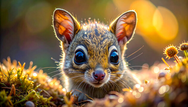 Adorable chipmunk portrait in a nature scene