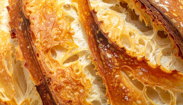 Roti sourdough renyah dari dekat dengan tekstur yang indah