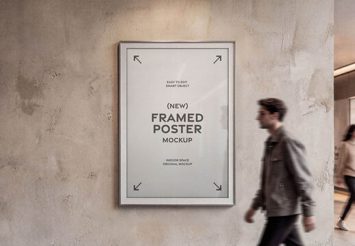 Framed Poster Mockup &ndash; Indoor Branding Presentation (PSD)