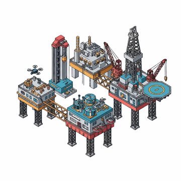 Industrial offshore oil rig platform.