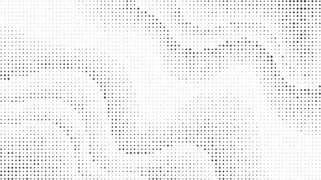 Black Plus and Star Scattered Pattern White Background, Random Star Cross Halftone Minimal Texture
